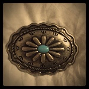 Silver turquoise belt buckle